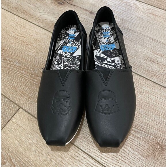 TOMS X Star Wars Black Leather Darth Vader / Storm Trooper Ladies Size 7.5 ✅NEW✅ - Picture 1 of 8